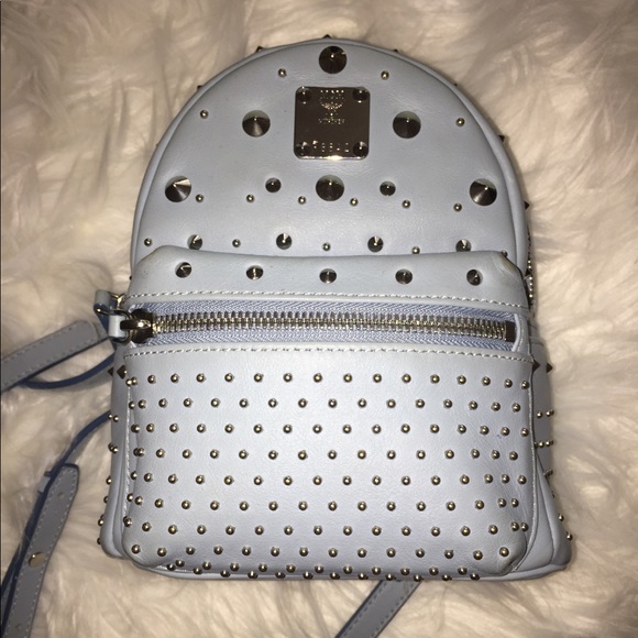mcm mini backpack blue